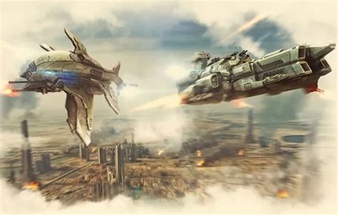Download wallpaper Smoke, Fire, Clouds, Ruins, Cruiser, Attack, Total ...