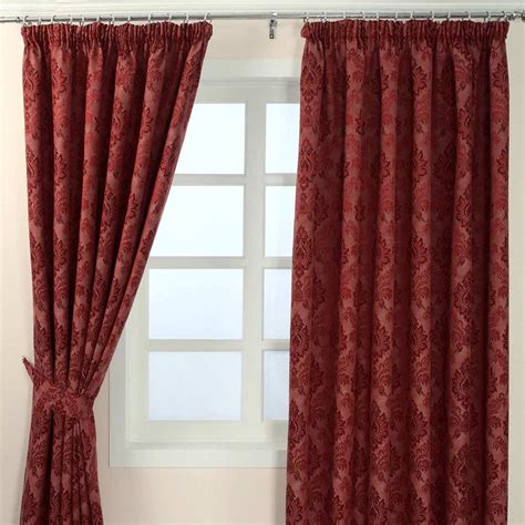 Red Jacquard Curtain Traditional Damask Design Fully Lined - 90" X 54 ...