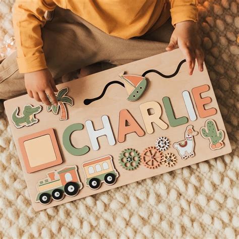 Personalized Wooden Puzzle Name Board Custom Toy Gifts for Baby and Kids Personalized Wooden ...