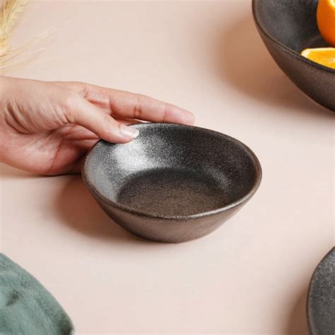 Earthen Stoneware Snack Bowl Matte Black 100 ml Online - Premium Dip ...