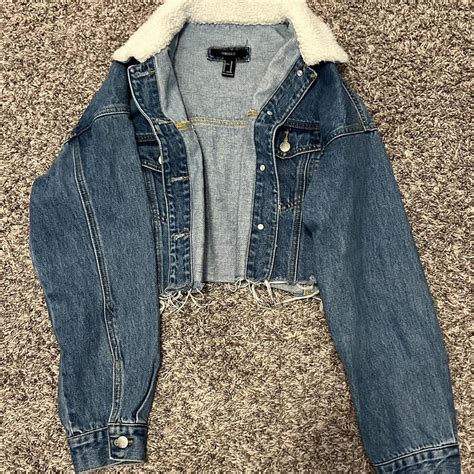 Forever 21 fleece lined denim jacket, women’s size... - Depop