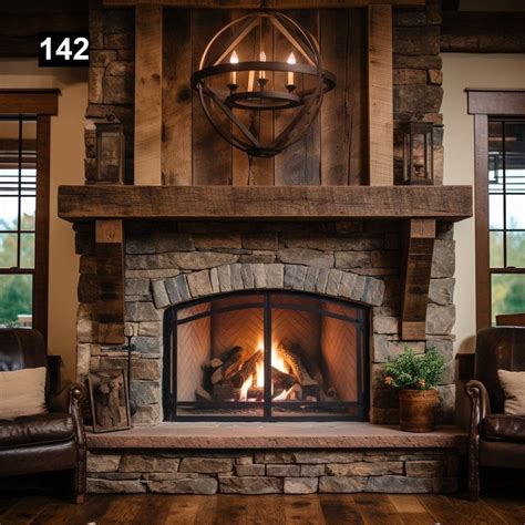 Gorgeous Reclaimed Wood Beam Fireplace Mantel With Wooden Corbels #142 ...