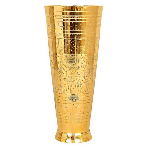 Buy INDIAN ART VILLA Brass Lassi Glass with Embossed Design, Drinkware ...