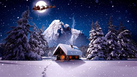 Christmas Night in the Snowy Forest