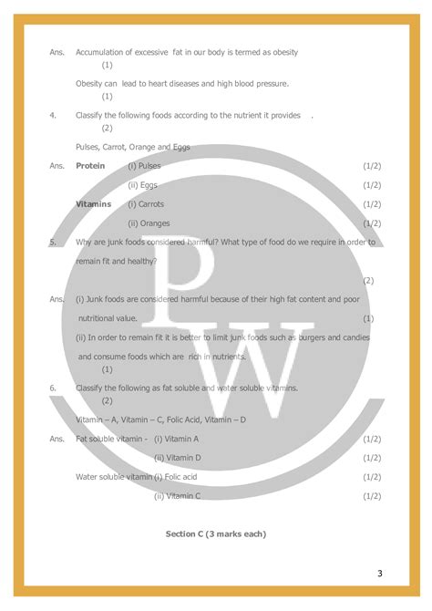 Image result for Components of Food Class 6 Worksheet PDF