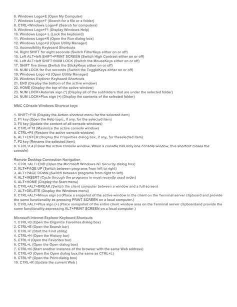 Image result for Computer Shortcuts PDF