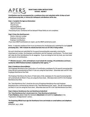 Fillable Online apers School Remit - Arkansas Public Employees ...