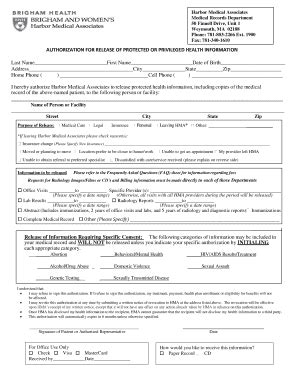 Fillable Online Medical Records Authorization form - Brigham and Women ...