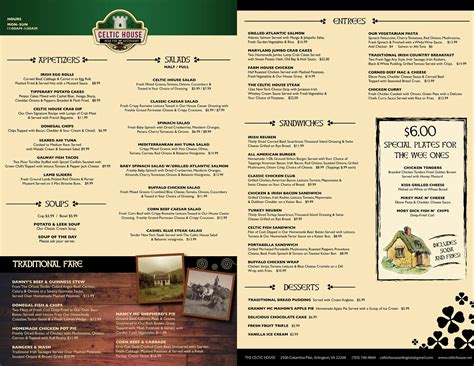 Menu at The Celtic House Irish Pub & Restaurant, Arlington