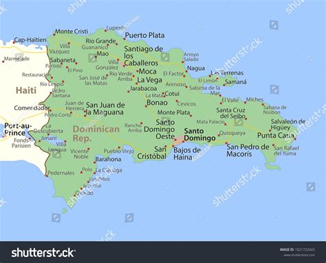 Map Dominican Republic Shows Country Borders Stock Vector (Royalty Free) 1021722043 | Shutterstock