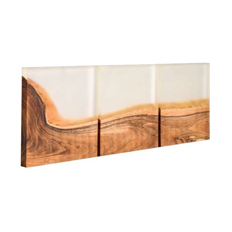 Handcrafted Acacia Wood Wall Panel with Transparent Resin Inlay (40 cm ...