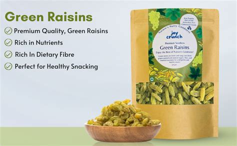 Joy Crunch Green Raisins 250 grams | Premium Seedless Green Raisins ...