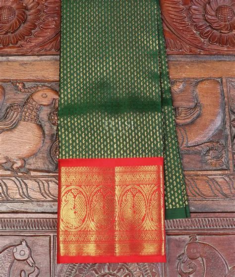 Buy Bottle Green Kanjivaram Silk Kids Pavadai T504261-1