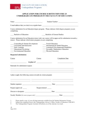 Fillable Online sfu Course Substitution Form.pdf - sfu Fax Email Print ...