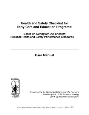 Fillable Online Health and Safety Checklist for Early Care and ...
