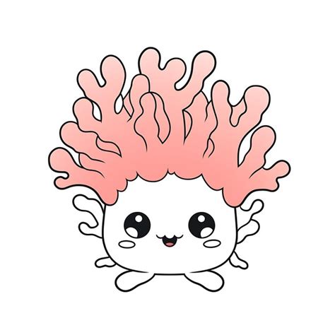 Cartoon drawing of a pink hair with a face and a tail | Premium AI ...