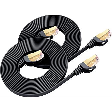 Cat7 Ethernet Cable 10 FT 2-Pack Black, BUSOHE Cat-7 Flat RJ45 Computer ...