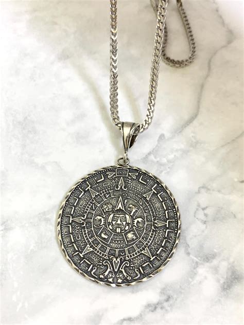 925 Sterling Silver Solid Medallion Big Heavy Aztec Mexica Calendar ...