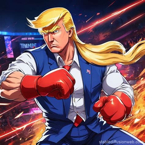 donald trump in a fighting pose like jin kazama anime style Prompts ...