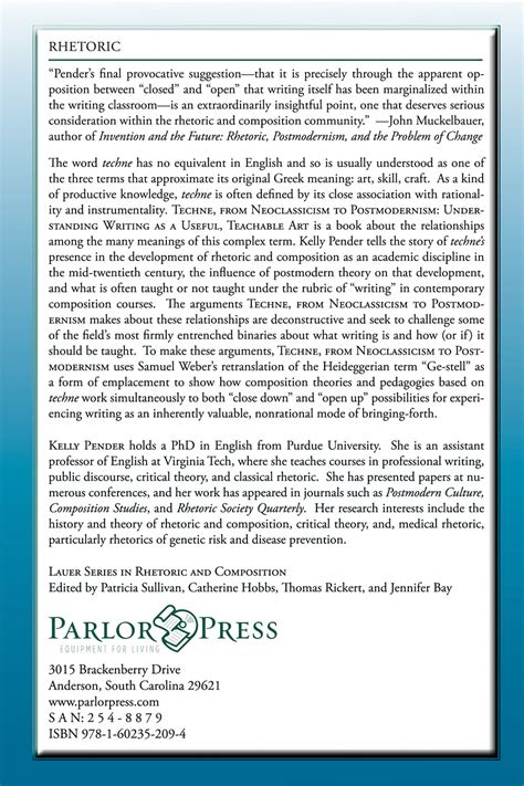Techne, from Neoclassicism to Postmodernism: Understanding Writing as ...