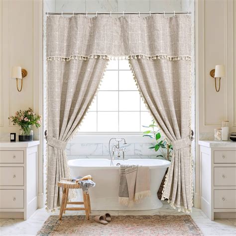 Amazon.com: MitoVilla Tan Boho Double Swag Shower Curtain, Polyester ...