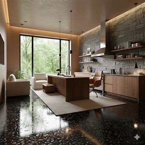 Elevate Your Space with Epoxy Floor - Stunning Black Stones for Modern ...