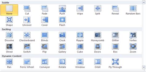 PowerPoint Transitions Setting 的图像结果