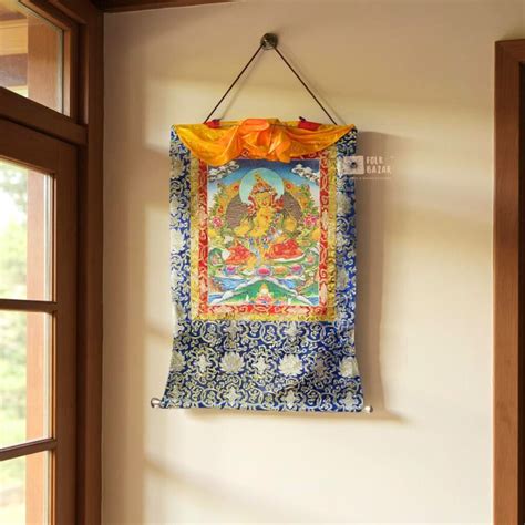 Zambhala - Brocade Computer Canvas Printed Thangka – Folk Bazar