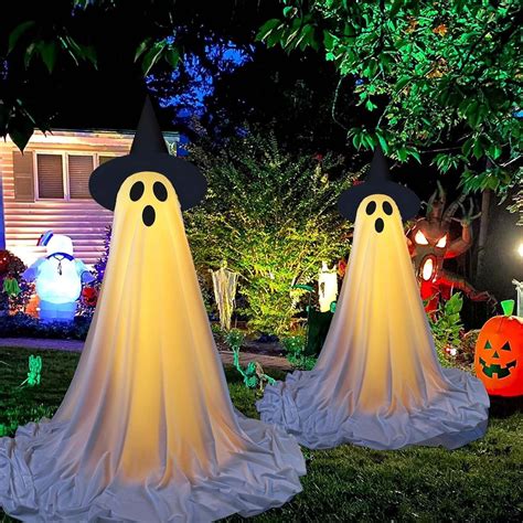 HOARBOEG Halloween Ghost Lights Outdoor Decorations, 6FT Glowing Ghosts ...