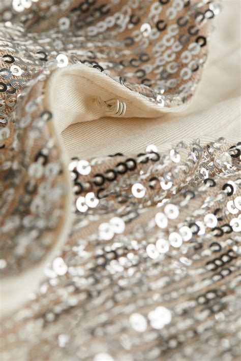 Sequined body - Light beige/Silver-coloured - Ladies | H&M IN