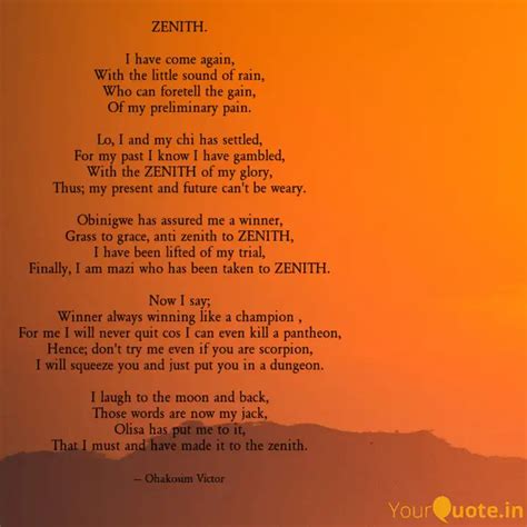 ZENITH. I have come agai... | Quotes & Writings by Ohakosim Victor ...