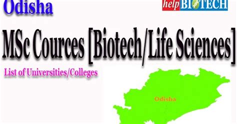 Odisha MSc Biotech/Life Sciences | List of Universities/Colleges