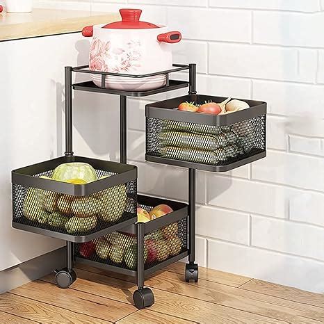 Privesh Iron 1 Pc 3 Layer Kitchen Rotating Trolley Portable Storage ...