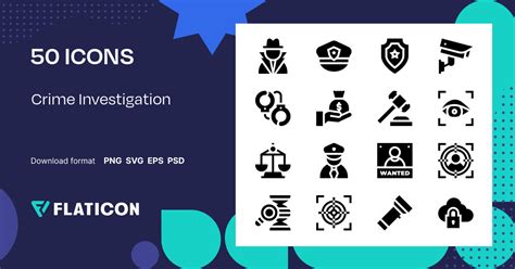 Crime Investigation Icon Pack | Filled | 50 .SVG Icons