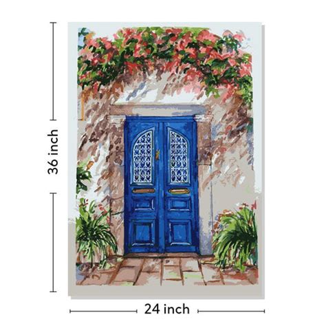 Blue Door Canvas Wall Painting | Cotton Stretched Canvas – Rangoli
