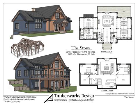 Timber Frame House Plan - The Stowe | Craftsman house plans, House ...