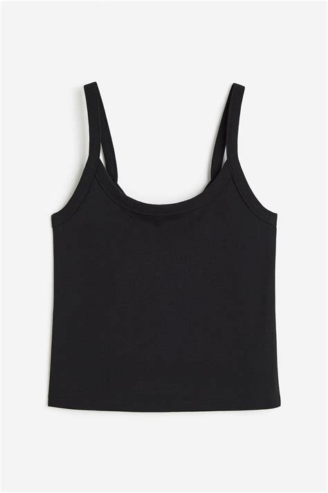 Women's Black Cotton vest top | H&M IN