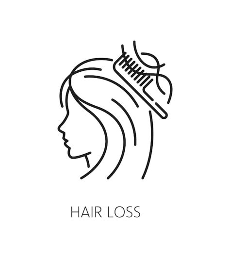 Hair loss outline icon hair care and treatment | Premium Vector