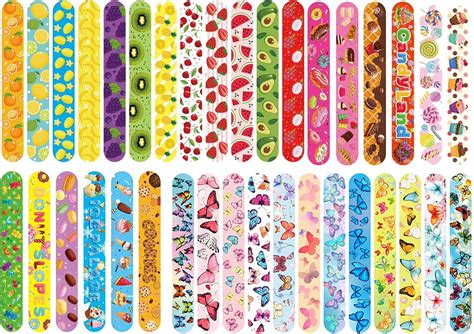 36 PCs Slap Bracelets Slap Wrist Bands with 36 Designs Pattern Colorful ...