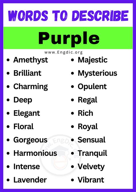 What Words Describe Purple at Barbara Mcdonnell blog
