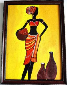 Ranjitacryilics African Women-002 Canvas 12 inch x 10 inch Painting ...