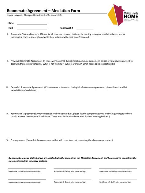 IL LUC Roommate Agreement - Mediation Form - Fill Online, Printable ...