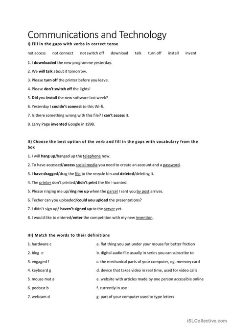 Communication and Technology Worksheets 的图像结果
