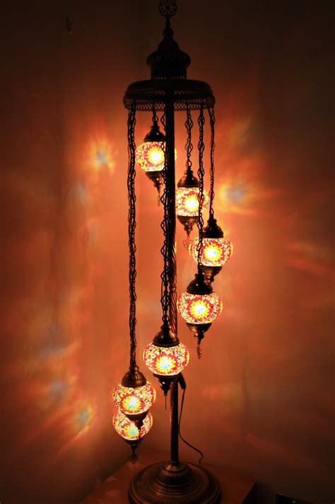 FREE SHIPMENT 7 GLOBES Multi Red Turkish Floor Lamp Turkish | Etsy