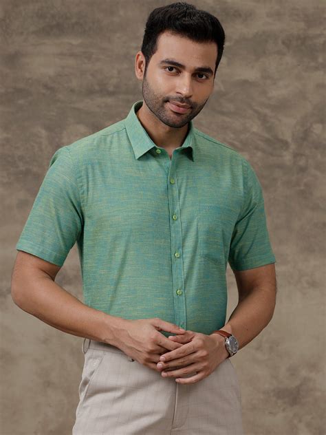 Ramraj Men Cotton Rich Shirt Green T28 TD8