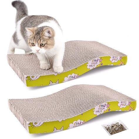 PrimePets Cat Scratching Pad with Catnip, 2 Pack Corrugated Cat ...