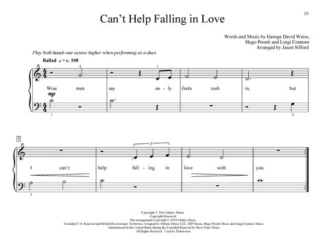 Elvis Presley Can't Help Falling In Love (arr. Jason Sifford) Sheet ...
