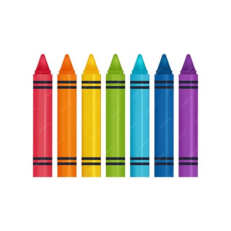 Set of crayons contains seven rainbow colors. vector isolated ...