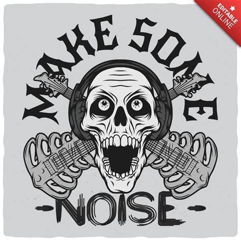 Skull With Headphone And Guitars T-shirt Design | Free Design Template