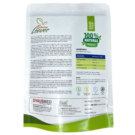 Divine Leaves Dry RAMA Tulsi | For Tea & Seasoning | Holy Basil ...